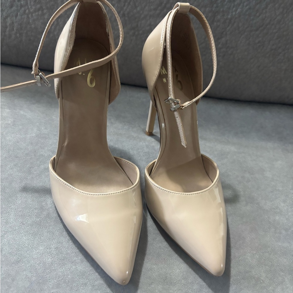 Elegant Nude Ankle Strap Heels